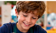 Illustration of a child building a colorful hands-on project