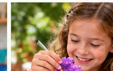 Illustration of a child creating an arts-and-crafts project